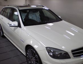 メルセデスC63ガラスコート施工 ラングラーメッキ化 ウィンダム完成間近